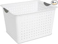 Sterilite 6-Pack Deep Ultra Basket, Open Top Plastic Storage Organizer, White - Large Containers for Organizing Pantry Shelves, Kitchen Cabinets, Laundry Areas, Dorm Rooms, and Classrooms