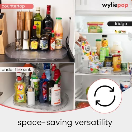 Lazy Susan for Refrigerator - 360° Turntable Refrigerator Organizer and Storage Tray for Fridge, Cabinet & Pantry - Rect