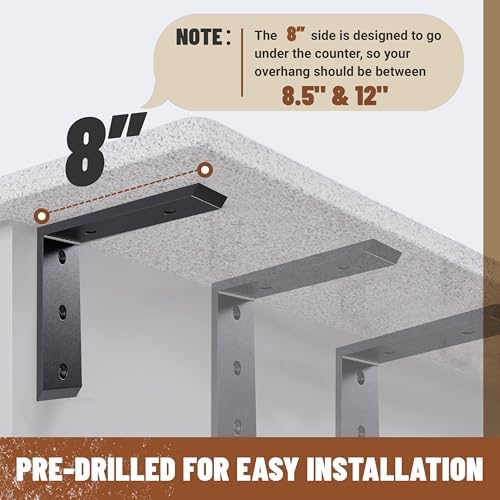 ECOTRIC 3Pcs Countertop Support Brackets 8"x6"x2.5" L Shape Shelf Bracket