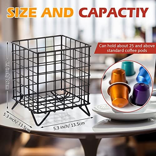 Zubebe 4 Pcs Coffee Pod Holder Large Capacity Coffee Pod Basket Wire Organizer Capsule Cages Metal Storage Capsule Baske