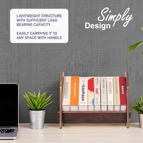 2 Pack Desktop Bookshelf, Stackable Book Organizer with Handle, storage rack for CD/Magazine/File Folder, Portable Small
