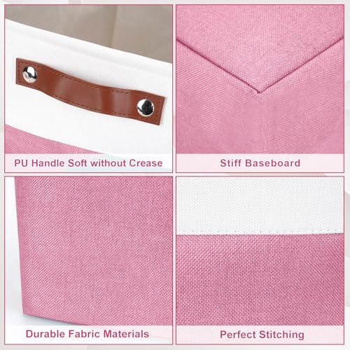 Bagnizer 13x13 Cube Storage Bins, Collapsible Fabric Storage Box, 4 Pack Closet Baskets with Handles for Organizing, She