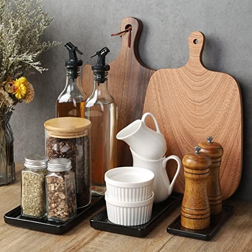 Gurygo 8" Bathroom Trays, Ceramic Vanity Trays for Bathroom, Small Ceramic Tray, Kitchen Soap Tray for Kitchen Counter (