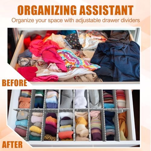 Blosssound 15 Pcs 5.12 Tall Drawer Divider, Adjustable Organizer, Grey