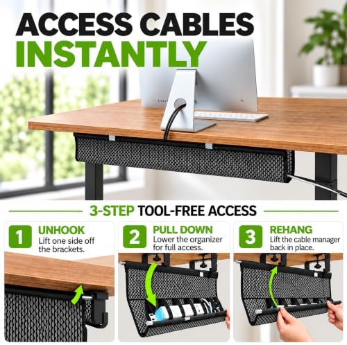 Perfect POSTURE Mesh Cable Management Tray Under Desk Cord Organizer - 38"