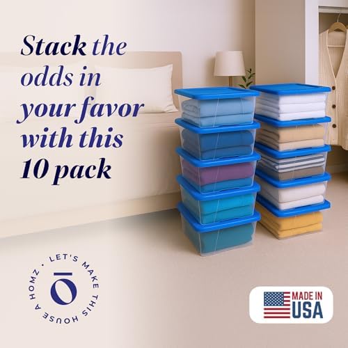 HOMZ Snaplock, Small Clear Plastic Storage Organizer Bins w/Lids, 10 Pack