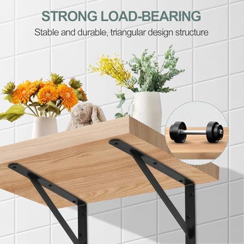 2 Pack L5 x H 3" Black Heavy Duty Shelf Brackets with Screws Metal Shelf Brackets Shelf Support Angle Brackets for Shelv