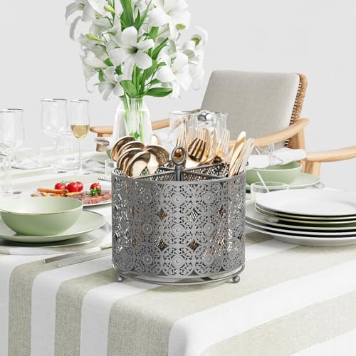 YIUKEA Rotating Utensil Caddy Countertop - 4 Compartments Large Capacity