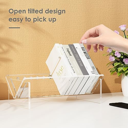 RekRang Acrylic Desk Bookshelf,Small Desktop Bookcases Clear Book Shelf Organizer for Home Office School,Book Stand Disp