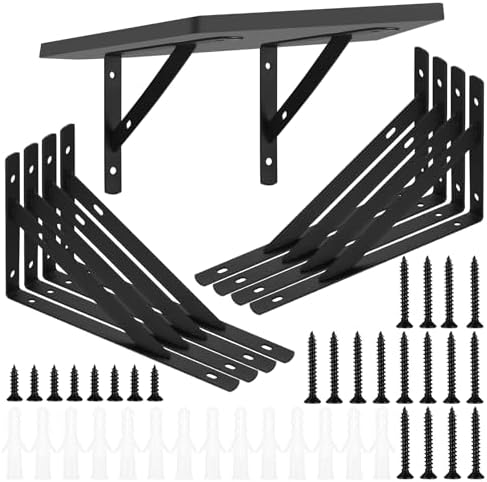 Heavy Duty L Shelf Brackets 8Pcs, Metal Wall Mount Floating Shelf Supports