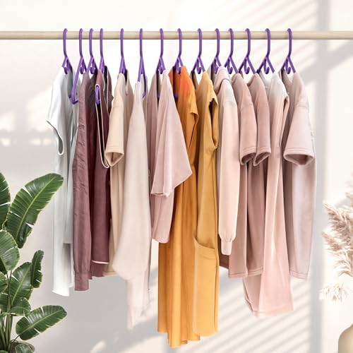 NEATERIZE Thick Heavy Duty Hangers - Purple Plastic Clothes Hangers 38 Pack - Great for Coat Hanger, Jackets Jeans & Suit Hanger for Closet, New Apartment Essentials Percheros Ganchos para Colgar Ropa