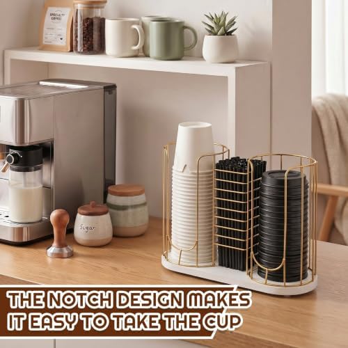 Geelin 18oz Adjustable Coffee Cup Dispenser with Wooden Base