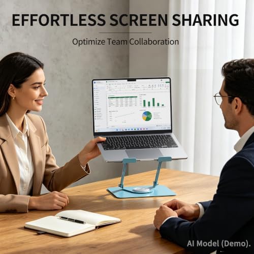ALASHI Laptop Stand for Desk with 360° Rotating Base, Multi-Angle Adjustable Laptop Stands, Foldable Laptop Riser Compat