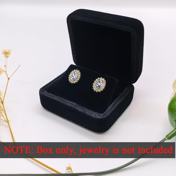 2 Pieces Velvet Earring Box,Stud Earring Gift Box,Jewelry Display Case for Proposal,Engagement,Wedding and Birthday,Black