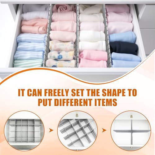 Blosssound 15 Pcs 5.12 Tall Drawer Divider, Adjustable Organizer, Grey
