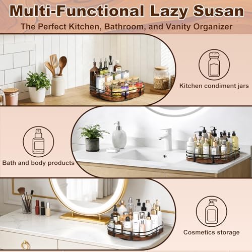 12" Large Lazy Susan Turntable Organizer -Rotating Spice Rack for Table Top