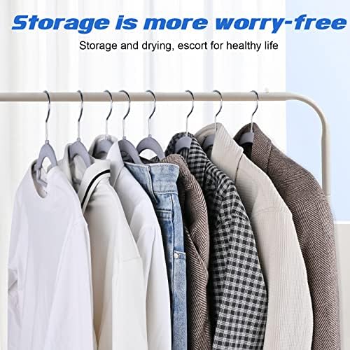 Heavy Duty Standard Plastic Hangers 50 Pack with Non-Slip Design,360°Swivel Hook Space Saving Organizer for Bedroom Closet,Shirts,Pants,Strong Enough for Coat(Grey)