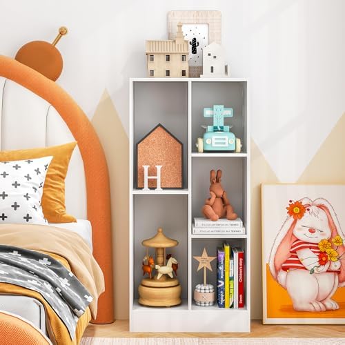 Tangkula 5-Cube Bookshelf, 41”H Floor Bookcase with 2 Anti-Tipping Kits, Freestanding Storage Organizer, Home Office Dis