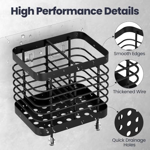Luxspire Toothbrush Holders for Bathroom, Stainless Steel, 2 Slots, Black