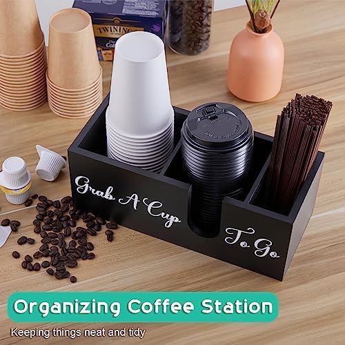 ALELION Coffee Cup Holder for Countertop - Wood Coffee Bar Accessories and Organizer - Coffe Station Organizer for Cup L