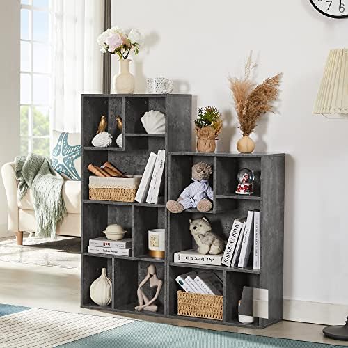 VECELO Cubby Storage Organizer Bookcase, Open Cube Display Shelf Cabinet, Freestanding Multicompartment Bookshelf for De