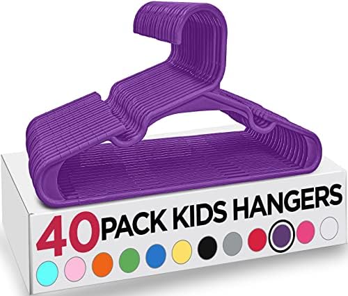 Utopia Home Kids Hangers 40 Pack – 11.5 Inch Baby Closet Hangers Purple