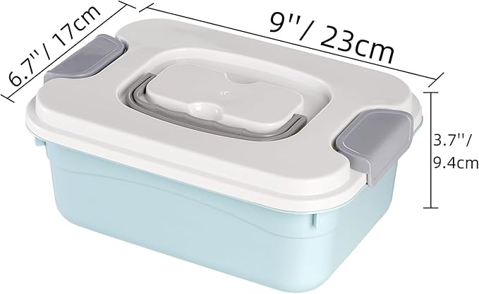 Elsjoy Set of 6 Small Plastic Storage Bins With Lid and Handle, 2.1 Quart Plastic Latch Storage Box Stackable Storage Container, Small Plastic Storage Basket Cute Organizer Box for Home, Office