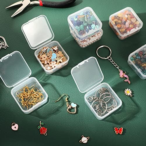 Jetec 18 Pieces Small Clear Plastic Storage Box, 1.7 x 1.7 x 0.8 Inch