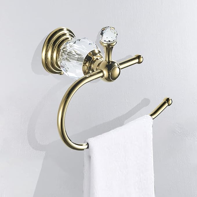 WOLIBEER Polished Gold Toilet Paper Holder, Brass Crystal Tissue Holder Bathroom Accessories Wall Mounted