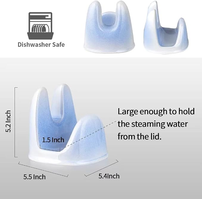 Nihow Ceramic Pot Lid Holder While Cooking for Kitchen Counter/Stove Top | Catch Water & Oil Drips,Stable & Secure,Heat Resistant,Easy to Clean & Dishwasher Safe,Space-Saving,Multi-Purpose Holder