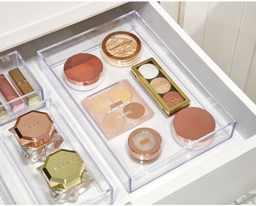 iDesign Makeup Drawer Organizer Tray, Set of 4, Clear