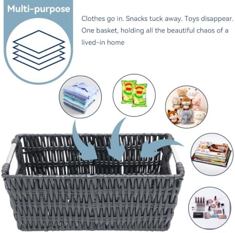 Whitmor 6500-2712-BLK Rattique Small Shelf Black Tote Basket