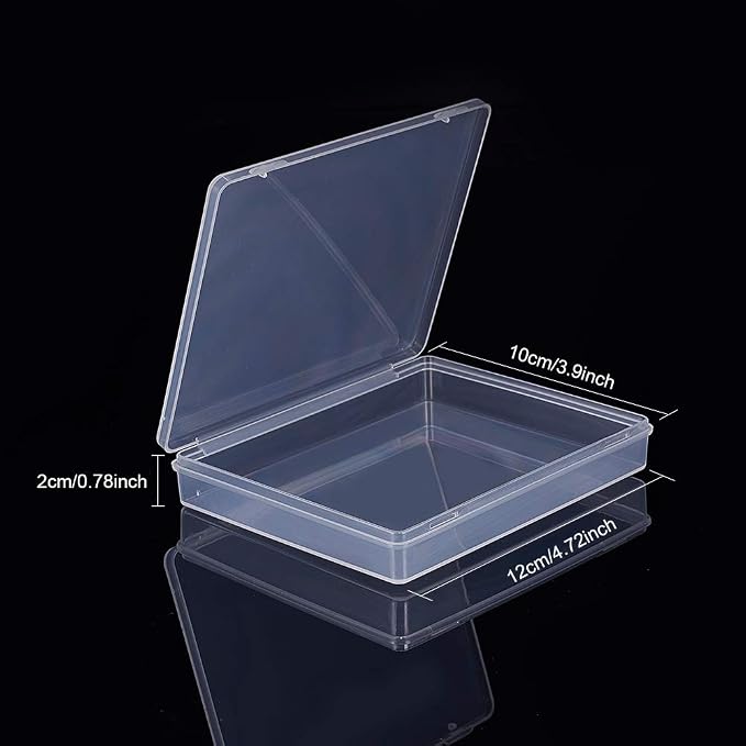 BENECREAT 8 Pack Rectangle Clear Plastic Bead Storage Containers Box Drawer Organizers with Lid for Earplugs Tiny Beads Dices and Other Small Craft Accessories - 4.72x3.9x0.78 Inches