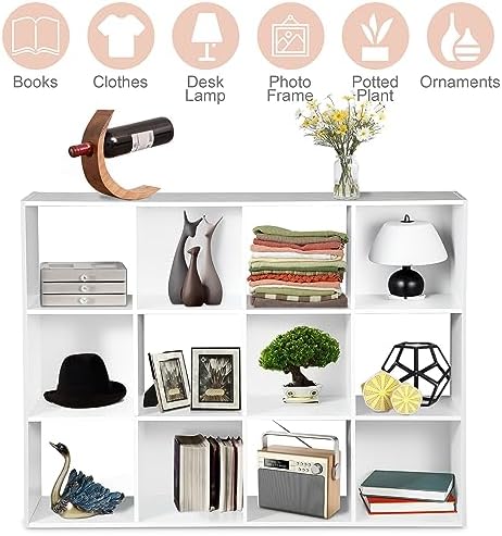 JupiterForce 12-Cube Storage Organizer, Bookcase, Cubical Storage Shelf, Cabinets Organizer, Unit Bookshelf with Back Pa