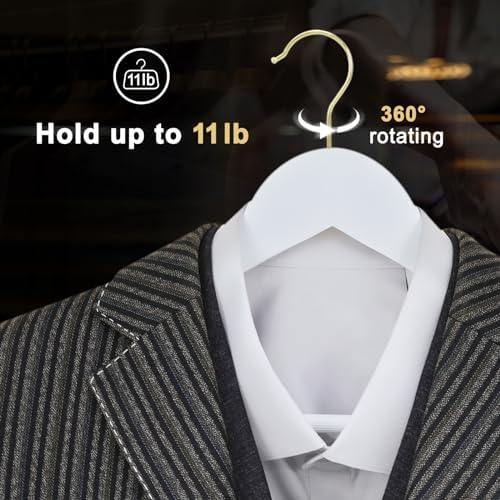 TOPIA HANGER Wooden Hangers 30 Pack, White Wood with Golden Hooks