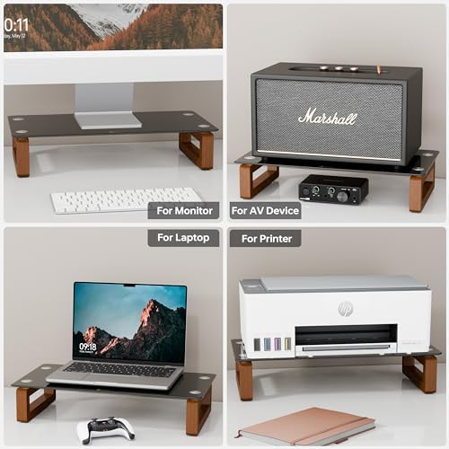YEOUX Multi-Purpose Desktop Stand - 17.0" x 9.0" x 3.5" (Black & Walnut)