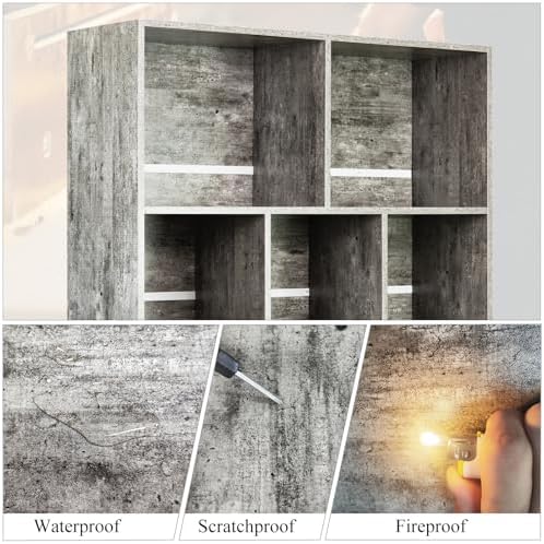 LEYAOYAO Cube Bookshelf, Mid-Century Modern Book Shelf with Legs,Dirty Grey
