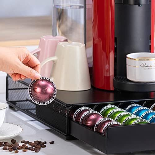 FlagShip for Nespresso Pod Storage Vertuo Pod Holder Coffee Pod Organizer Morden Design And Coffee Machine Stand Black M