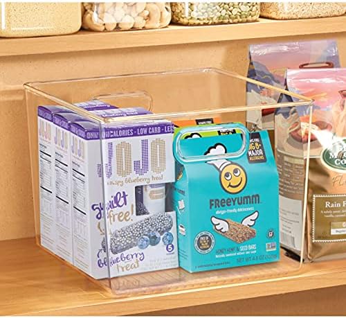 mDesign Plastic Modern Kitchen, Pantry Food Storage Container Bin w/ Handles - Cabinet, Fridge/Freezer, Countertop Organ