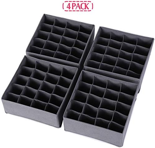 DIOMMELL 4 Pack Foldable Cloth Storage Box Closet Dresser Drawer Organizer Fabric Baskets Bins Containers Divider for Clothes Underwear Socks Lingerie Clothing, Dark Grey 40-0000