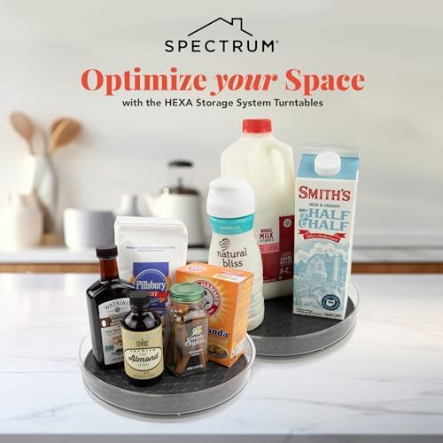 Spectrum Medium Lazy Susan Organizers 9.5 in Pack of 2 for Cabinet Pantry Table Rotating Kitchen Storage Spice Rack Frid
