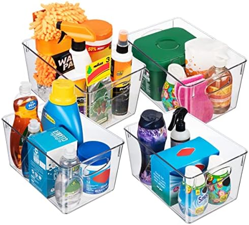 CLEARSPACE Plastic Storage Bins With lids – Perfect Kitchen Fridge Organizer, Pantry Organization, Cabinet Organizers (4