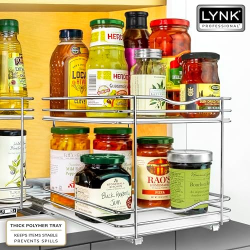 LYNK PROFESSIONAL® Pull Out Spice Organization for Cabinets - 8-3/8 inch Wide – Spice Rack for Inside Cabinets, Slide Ou