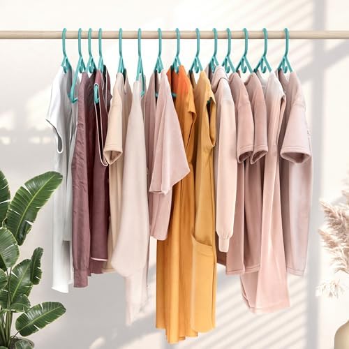 NEATERIZE Thick Heavy Duty Hangers - Aqua Plastic Clothes Hangers 38 Pack - Great for Coat Hanger, Jackets Jeans & Suit Hanger for Closet - New Apartment Essentials Percheros Ganchos para Colgar Ropa