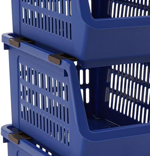 4 Pcs Stackable Storage Baskets, Compact Rolling Storage Baskets Set, Small Stackable Organizer Bins for Kitchen Bedroom