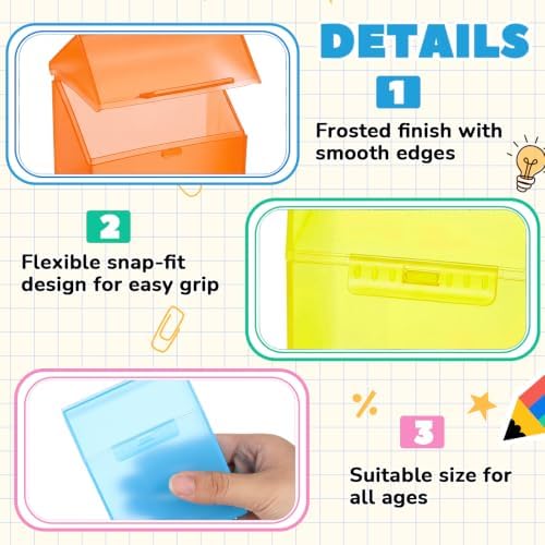 Clabby 4 Pcs Clear Plastic Crayon Boxes Hold 24 Count, Sunset