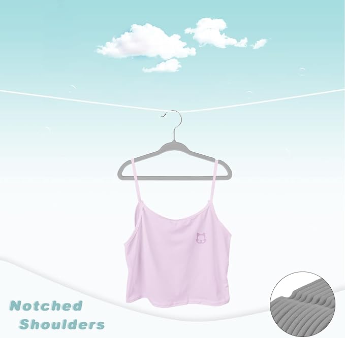 BAGAIL 50 Pack Kids Velvet Hangers 14 Inches Children's Clothes Hangers Non-Slip Baby Hangers for Infant/Toddler (Grey)