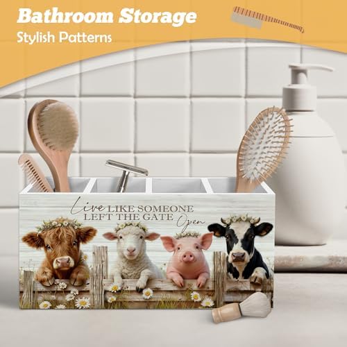Highland Cow Sheep Pig Pen Holder Organizer for Desk Accessories