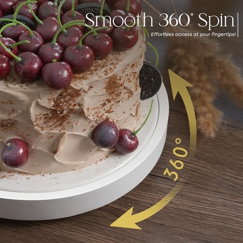 EOSAHR Non-Skid Lazy Susan Turntable, Wooden Rotating Tray for Table, White