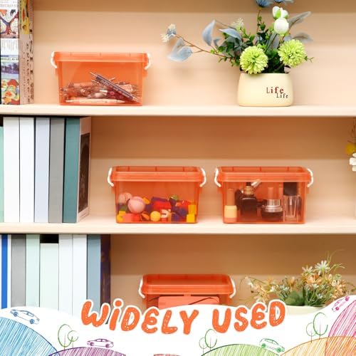 Wenqik 6 Pack Colorful Plastic Storage Bins with Lids, Orange